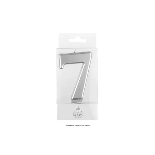 Number 7 Candle Silver