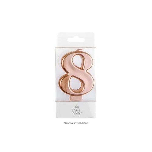Number 8 Candle Rose Gold