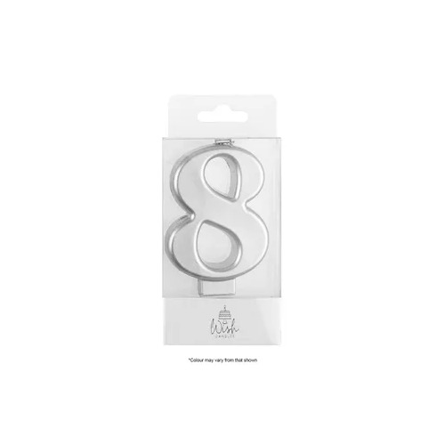 Number 8 Candle Silver