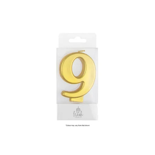 Number 9 Candle Gold