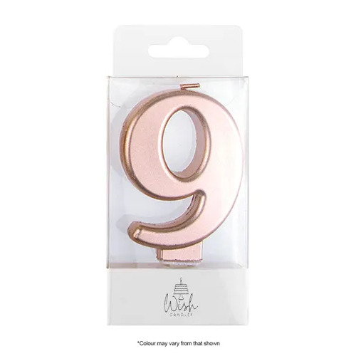 Number 9 Candle Rose Gold