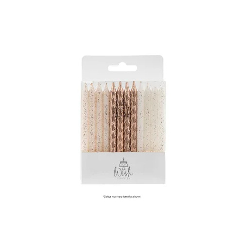 Candles Rose Gold Spiral 24 Pack
