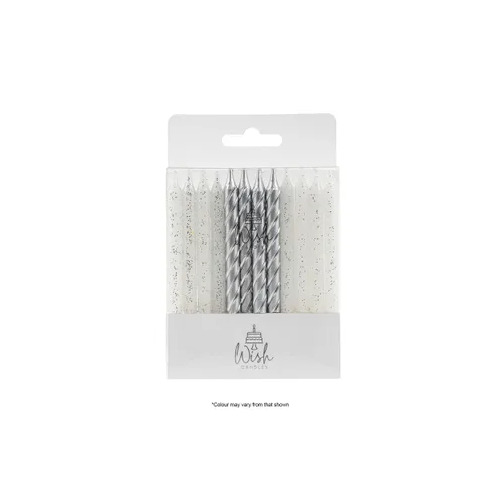 Candles Silver Spiral 24 Pack