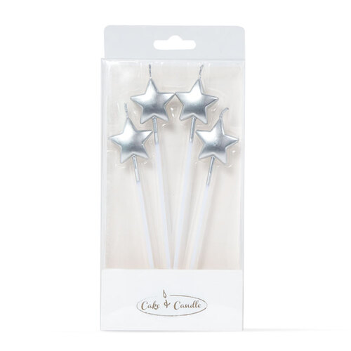 Silver Star Candles - 4 Pkt 