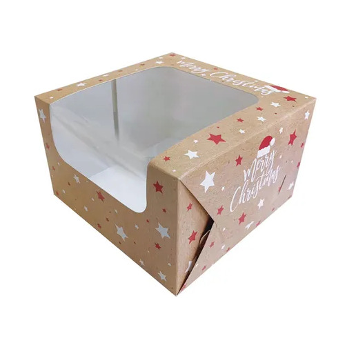 Merry Christmas Cake Box 8x8x5" with window lid - each