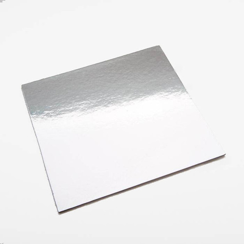 8 Inch Silver Compressed Cardboard Square Cake Board - Each