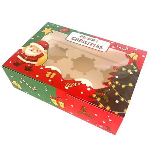 Christmas 6 Hole Cupcake Box with insert 