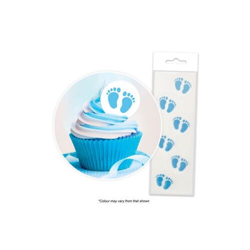 Blue Baby Feet Wafer Toppers - 24 Pkt