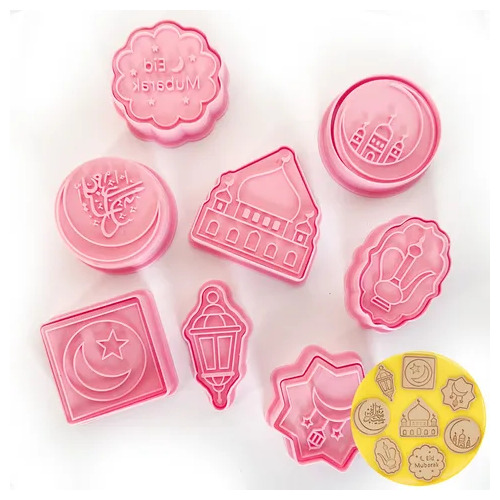 Eid Mubarak Cookie Cutters and Stamp Set - 8 Pieces