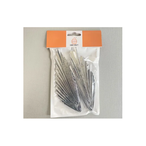 Decorative Fan Cake Topper  - Metallic Silver2 Pcs
