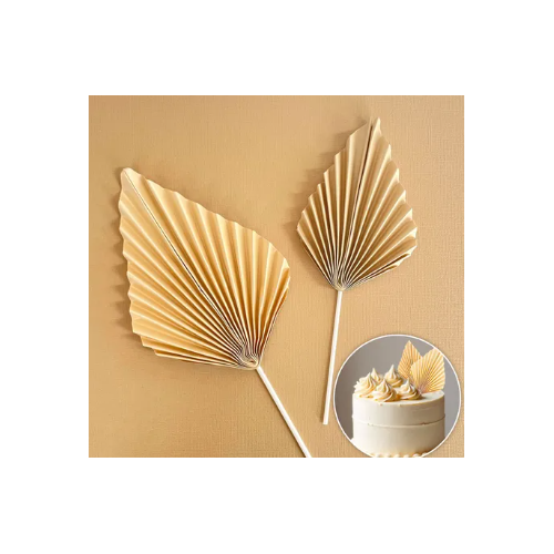Decorative Fan Cake Topper  - Metallic Gold 2 Pcs