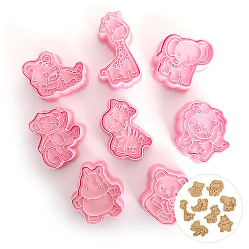 Jungle Animals Cookie Cutters and Stamp Set - 8 Pieces