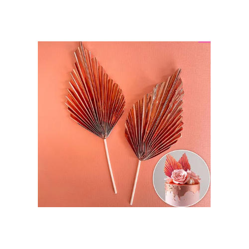 Decorative Fan Cake Topper  - Metallic Rose Gold 2 Pcs