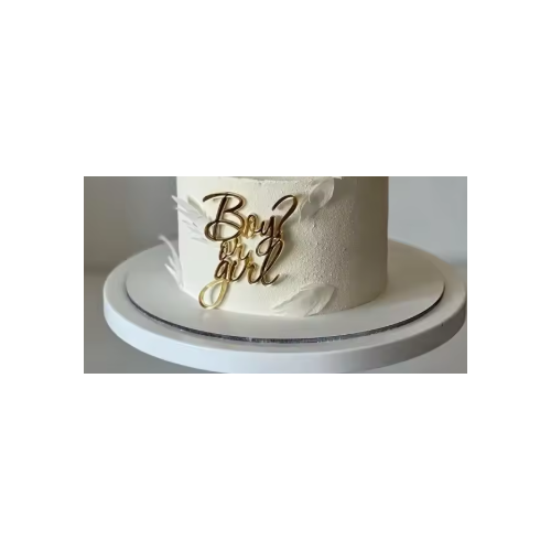 Boy or Girl Cake Fropper in Gold Acrylic