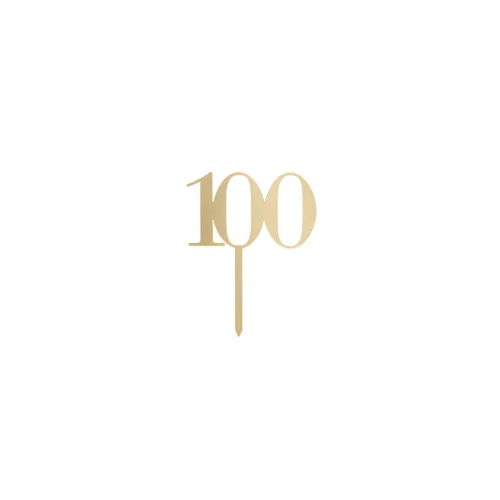 Cake Topper 100 Gold Acrylic