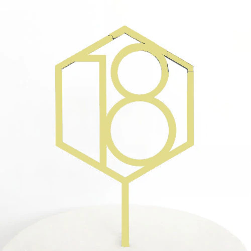 '18' Cake Topper in Gold Acrylic