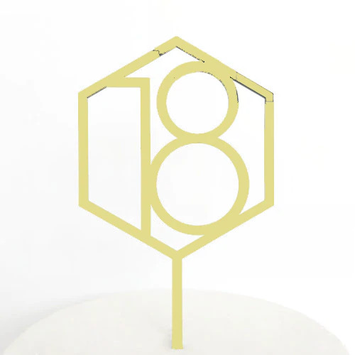 '18' Cake Topper in Gold Acrylic