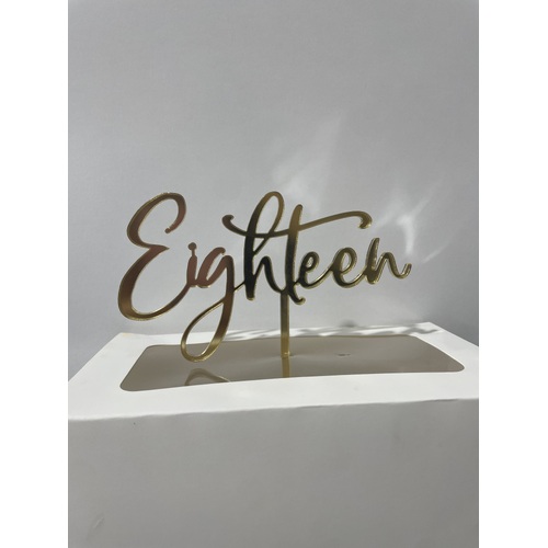 Eighteen Cake Topper in Gold Mirror 