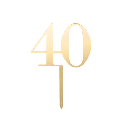 Cake Topper 40 Gold Acrylic