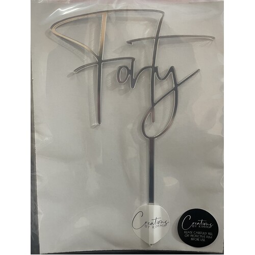 Forty Cake Topper in Silver Mirror