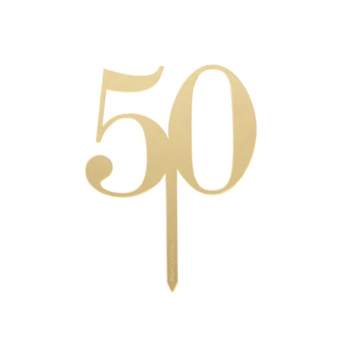 Cake Topper 50 Gold Acrylic