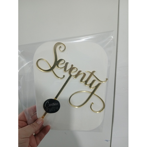 Cake Topper Seventy Gold Acrylic