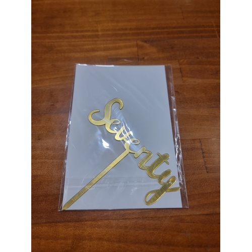 Cake Topper Seventy Gold Acrylic