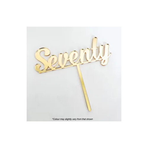 Cake Topper Seventy Gold Acrylic