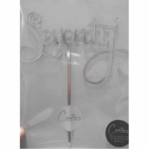 Seventy Cake Topper in  Silver Acrylic