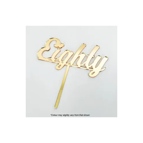 Cake Topper Eighty Gold Acrylic