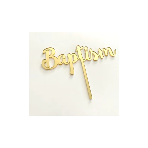 Baptism Cake Topper Gold Acrylic