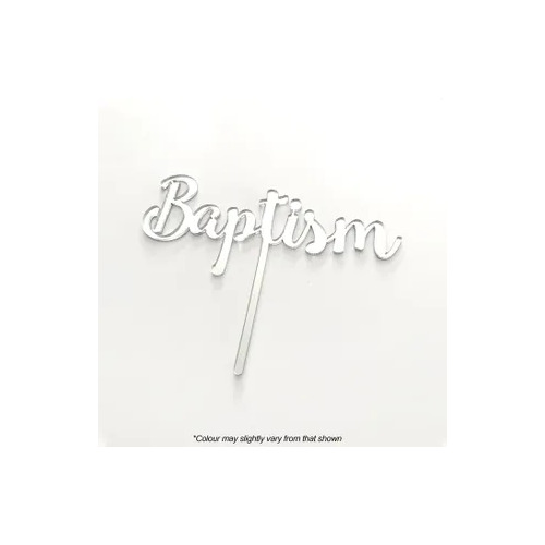 Cake Topper Baptism Silver Acrylic