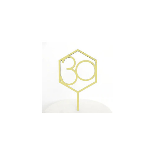 30 Cake Topper in Gold Acrylic