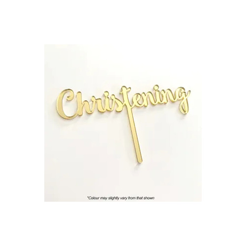 Cake Topper Christening Gold Acrylic