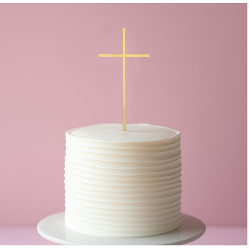 Cake Topper -  Gold Fine Cross