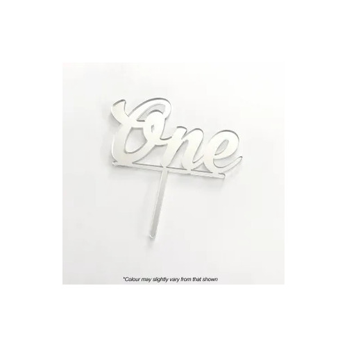 Cake Topper One Silver Acrylic