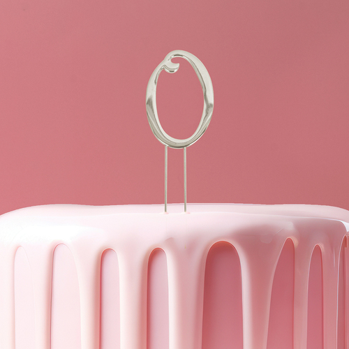 Cake Topper Number 0 - Silver