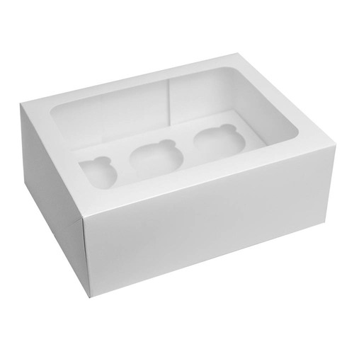 6 Hole Cupcake Box with window and insert - Carton/100