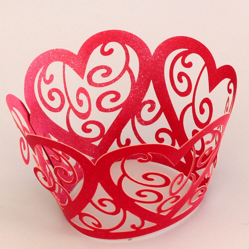 Cupcake Wrappers Red Pearl - 12 Pack