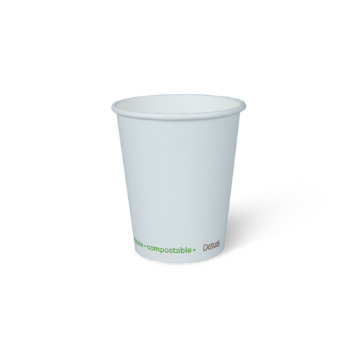 Detpak Single wall White 8oz Coffee Cups -50/Sleeve