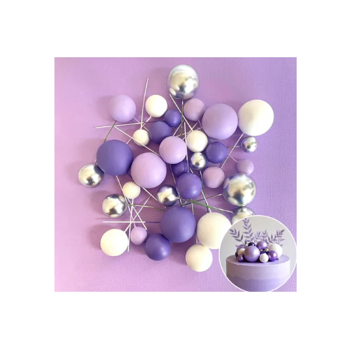 Cake Balls Mixed Colours -  Purple, White,Silver 20 Pcs