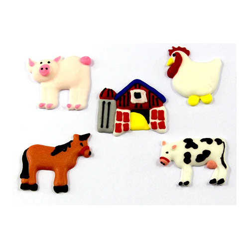 Edible Farm Animals Sugar Decorations - 12 Pieces