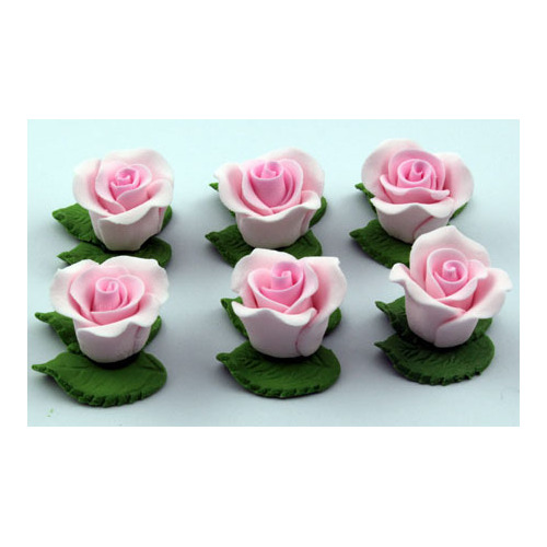 Pink Edible Roses 25mm - Pack of 6