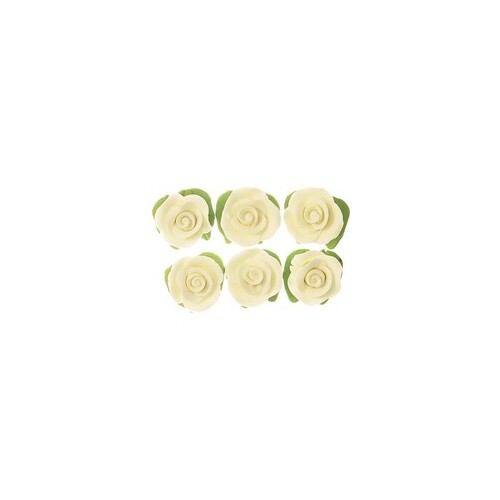White Edible Roses 25mm - Pack of 6