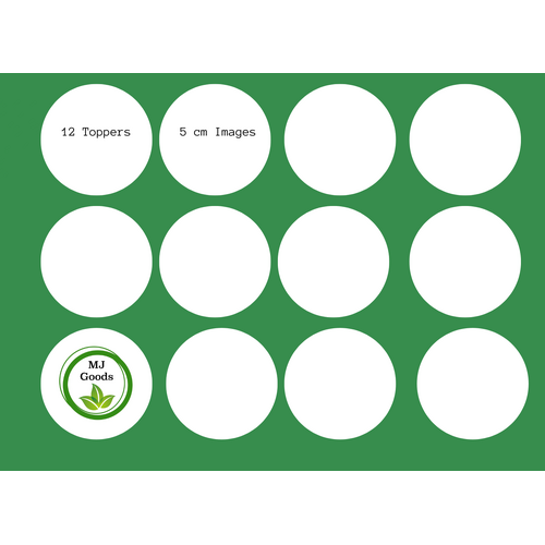 Custom Edible Images - 5cm Cupcake Toppers (12Circles) [Type : 5 cm Standard]
