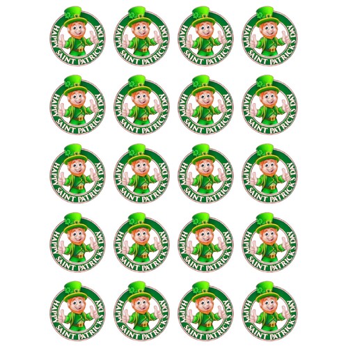 St Patricks Day Edible Cupcake Toppers x 18