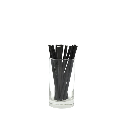 Paper Straws Cocktail 5mm Black  - 250 pcs (40 packs per carton)