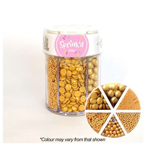  Gold Sprinkles Mix Sugar Balls/Jimmies/Sequins/Sanding Sugar 200g