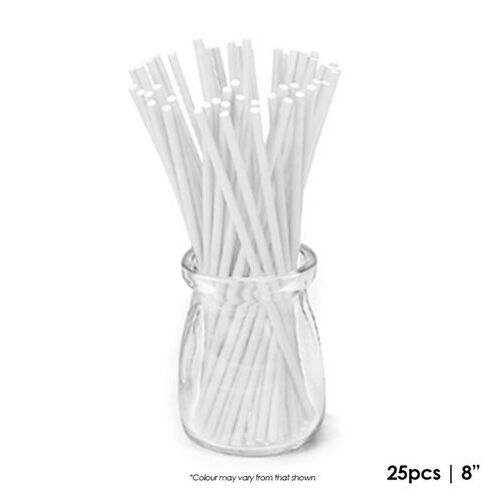 White Lollipop Sticks 20 cm  - 25/Sleeve
