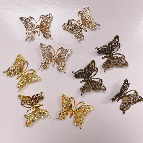 Arched Butterflies 35mm  Gold - 10 Pkt